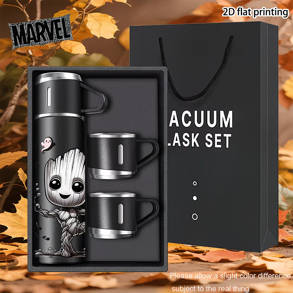 Marvel Groot Triple Lid Stainless Steel Insulated Thermos Flask