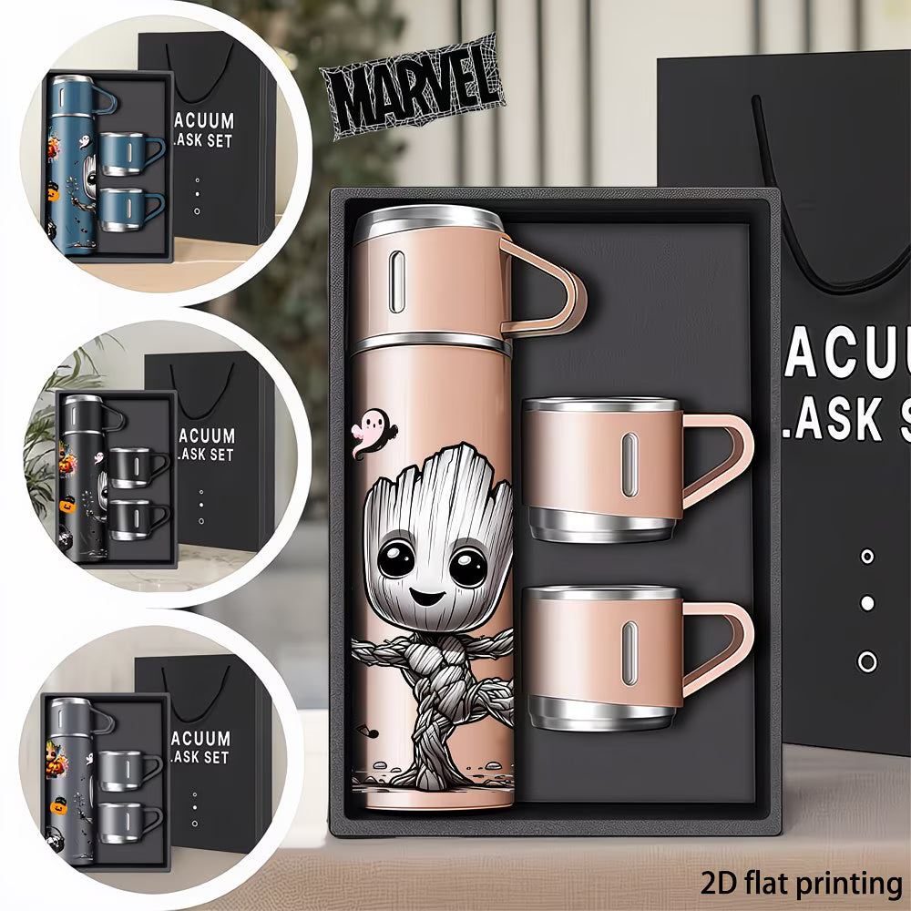 Marvel Groot Triple Lid Stainless Steel Insulated Thermos Flask