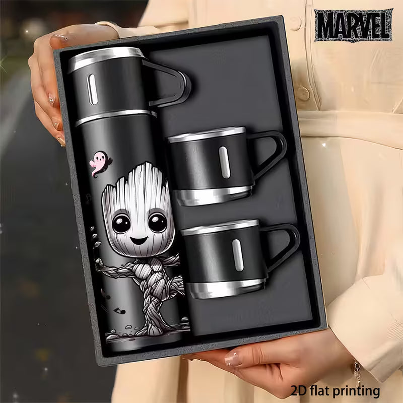 Marvel Groot Triple Lid Stainless Steel Insulated Thermos Flask