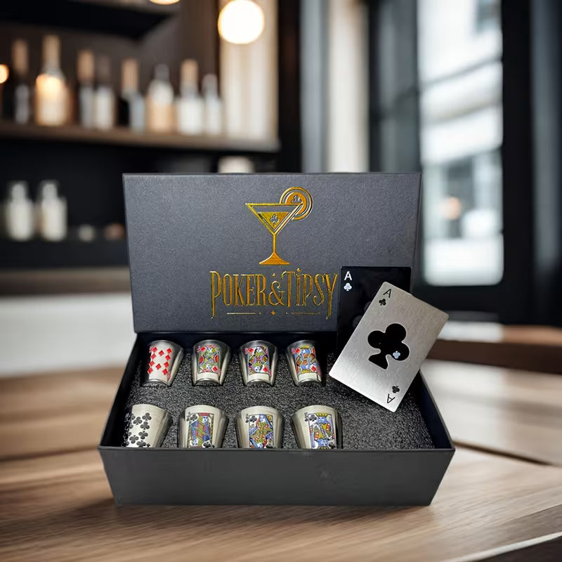 Poker Themed Whiskey Glass Set