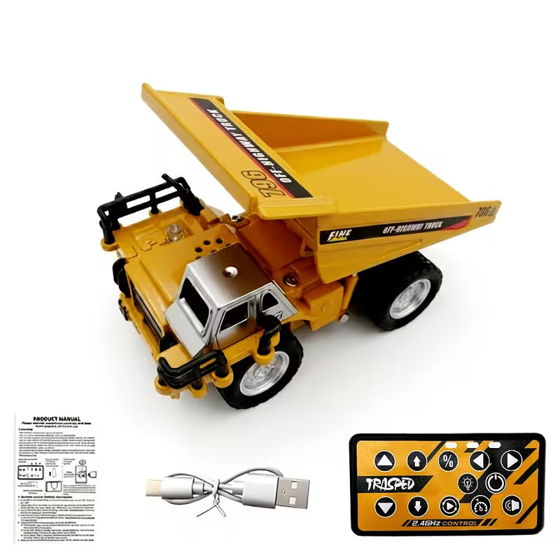 Remote-Controlled Metal Dump Truck (1:64 Scale)