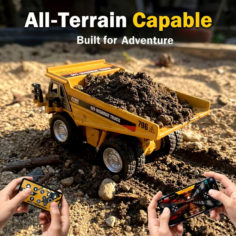 Remote-Controlled Metal Dump Truck (1:64 Scale)