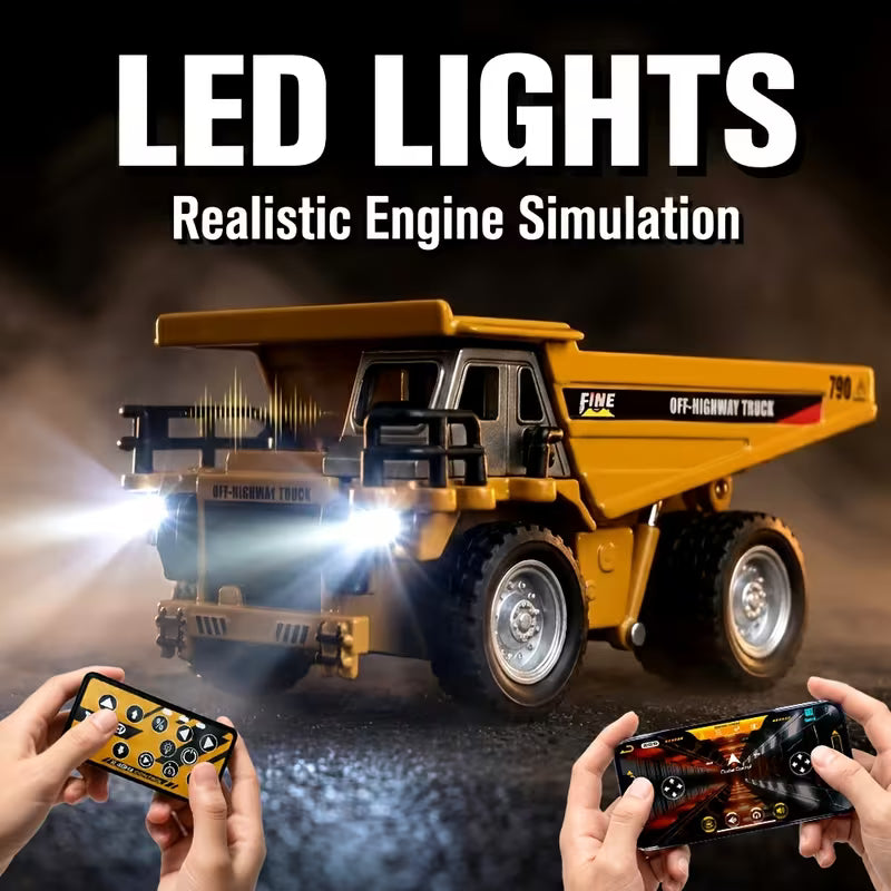 Remote-Controlled Metal Dump Truck (1:64 Scale)