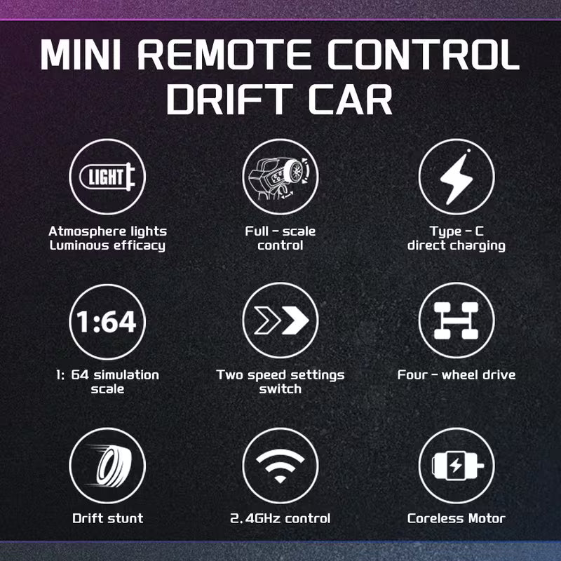4WD Desktop Drift RC Car 1:64 Scale