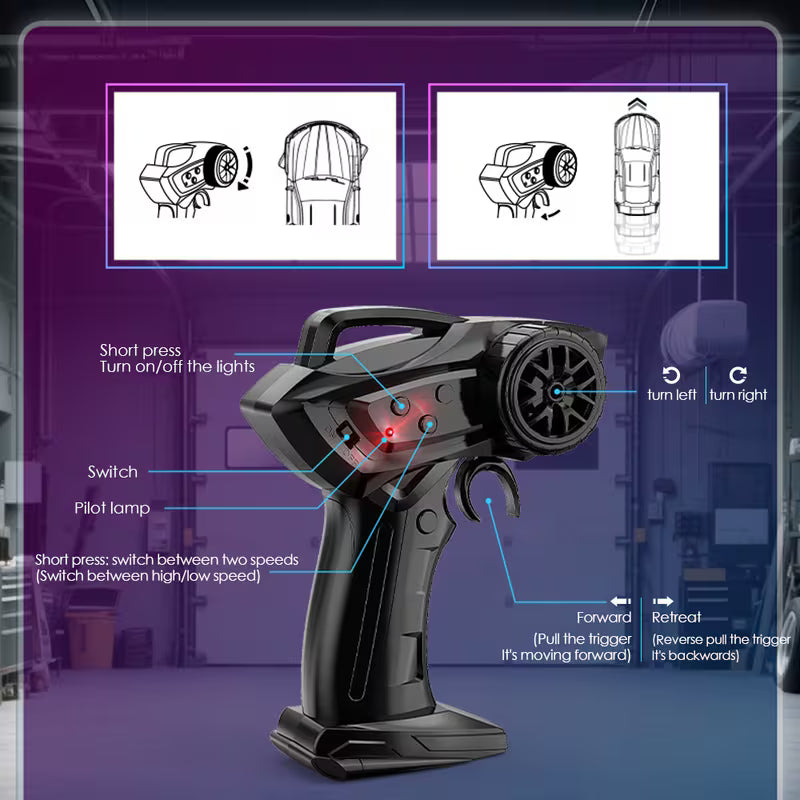 4WD Desktop Drift RC Car 1:64 Scale